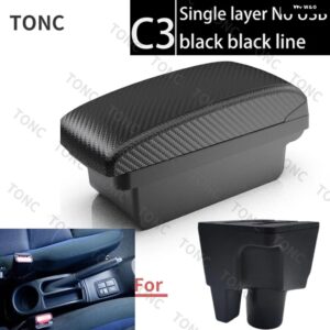 トヨタ アクア アームレスト トヨタ アクア プリウスC 車用 アームレスト ボックス インナー カスタム USB充電 カーアクセサリー 収納 ボックス - C3 Black line No USB