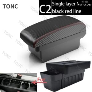 ホンダ アームレスト ボックス 2020 2021 2022カーセンター コンソール アームレスト 収納 ボックス USB付き - C2 Red line No USB