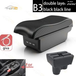 ルノー ダスター アームレスト ダチア ダスター アームレスト ボックス 2019-2022 センター コンソール 収納 ボックス 装飾 アクセサリー USB付き - B3 Black line 3 USB