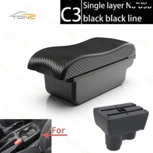 ルノー ダスター アームレスト ダチア ダスター アームレスト ボックス 2019-2022 センター コンソール 収納 ボックス 装飾 アクセサリー USB付き - C3 Black line No USB