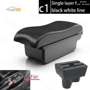 ルノー ダスター アームレスト ダチア ダスター アームレスト ボックス 2019-2022 センター コンソール 収納 ボックス 装飾 アクセサリー USB付き - C1 White line NoUSB