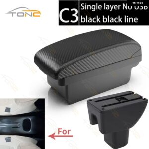 ホンダ BRIO-S 車用センター コンソール アームレスト 収納 ボックス ホンダ BRIO アームレスト USB充電付き カーアクセサリー - C3 Black line No USB