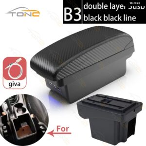 シボレー NIVA アームレスト レトロパーツ 車用 アームレスト ボックス 収納 ボックス 車内アクセサリー 充電USB - B3 Black line 3 USB