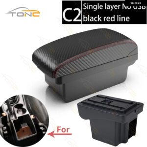 シボレー NIVA アームレスト レトロパーツ 車用 アームレスト ボックス 収納 ボックス 車内アクセサリー 充電USB - C2 Red line No USB