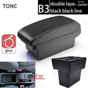 日産 NOTE E-POWER アームレスト 2016 - 21 車用 アームレスト 収納 ボックス USB付き 車内アクセサリー - B3 Black line 3 USB