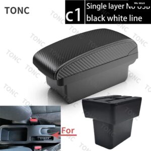 日産 NOTE E-POWER アームレスト 2016 - 21 車用 アームレスト 収納 ボックス USB付き 車内アクセサリー - C1 White line NoUSB