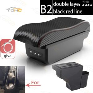 日産 ノート アームレスト ボックス 2015~2020年式 日産 ノートX カー アームレスト インナー カスタム USB充電式カーアクセサリー - B2 Red line 3 USB