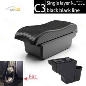 日産 ノート アームレスト ボックス 2015~2020年式 日産 ノートX カー アームレスト インナー カスタム USB充電式カーアクセサリー - C3 Black line No USB