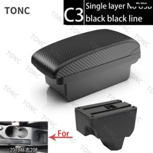 プジョー 2008 アームレスト プジョー 208 車用 アームレスト ボックス 2019 - 21 レトロパーツ 内装詳細 収納 ボックス アクセサリー - C3 Black line No USB