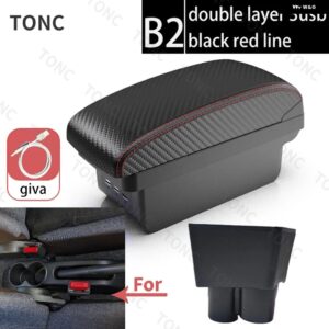 SUI ALTO アームレスト ボックス SUI ALTO車 アームレスト ボックス インナー カスタム USB充電灰皿センターカーアクセサリー - B2 Red line 3 USB