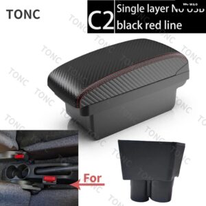 SUI ALTO アームレスト ボックス SUI ALTO車 アームレスト ボックス インナー カスタム USB充電灰皿センターカーアクセサリー - C2 Red line No USB