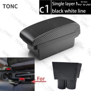 SUI ALTO アームレスト ボックス SUI ALTO車 アームレスト ボックス インナー カスタム USB充電灰皿センターカーアクセサリー - C1 White line NoUSB