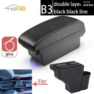 日産 ノート アームレスト ボックス 日産 ノート 車用 アームレスト ボックス インナー カスタム USB充電 灰皿 カーアクセサリー - B3 Black line 3 USB