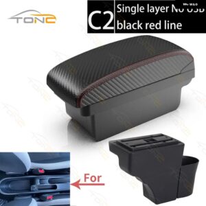 日産 ノート アームレスト ボックス 日産 ノート 車用 アームレスト ボックス インナー カスタム USB充電 灰皿 カーアクセサリー - C2 Red line No USB