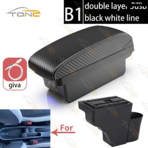 日産 ノート アームレスト ボックス 日産 ノート 車用 アームレスト ボックス インナー カスタム USB充電 灰皿 カーアクセサリー - B1 White line 3 USB