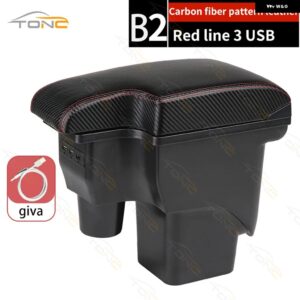 フォード フォーカス 2 アームレスト ボックス フォード フォーカス 2MK2車 アームレスト 車アクセサリー インテリア 詳細レトロパーツ 収納 ボックス USB - B2 Red line