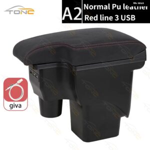 フォード フォーカス 2 アームレスト ボックス フォード フォーカス 2MK2車 アームレスト 車アクセサリー インテリア 詳細レトロパーツ 収納 ボックス USB - A2 Normal Red line