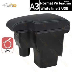 フォード フォーカス 2 アームレスト ボックス フォード フォーカス 2MK2車 アームレスト 車アクセサリー インテリア 詳細レトロパーツ 収納 ボックス USB - A3Normal White line