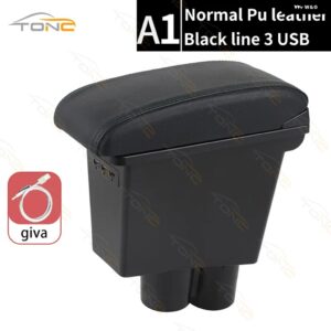 SUI ALTO アームレスト ボックス アクセサリー 車用 アームレスト USB充電 収納 ボックス 付き カー スタイリング センター コンソール 自動車アクセサリー - A1 Normal Black line