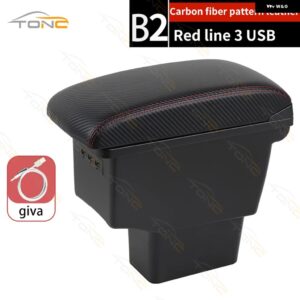 日産 ノートEパワーカー アームレスト ボックス 2017-2022センターストレージ ボックス カスタム RETROPARTS USBセンター コンソール アクセサリー - B2 Red line