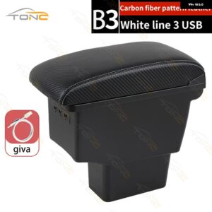 日産 ノートEパワーカー アームレスト ボックス 2017-2022センターストレージ ボックス カスタム RETROPARTS USBセンター コンソール アクセサリー - B3 White line