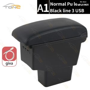 日産 ノートEパワーカー アームレスト ボックス 2017-2022センターストレージ ボックス カスタム RETROPARTS USBセンター コンソール アクセサリー - A1 Normal Black line