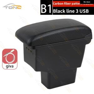 日産 ノートEパワーカー アームレスト ボックス 2017-2022センターストレージ ボックス カスタム RETROPARTS USBセンター コンソール アクセサリー - B1 Black line