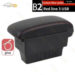 ホンダ アームレスト ボックス 2020 2021 2022 HEVエルボーレスト一体型 アームレスト センター コンソール 収納 ボックス USB付き - B2 Red line