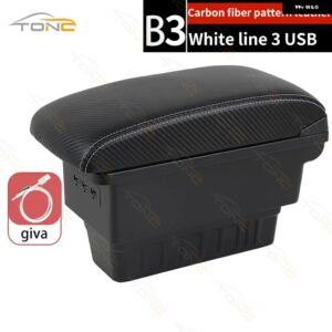 ホンダ アームレスト ボックス 2020 2021 2022 HEVエルボーレスト一体型 アームレスト センター コンソール 収納 ボックス USB付き - B3 White line