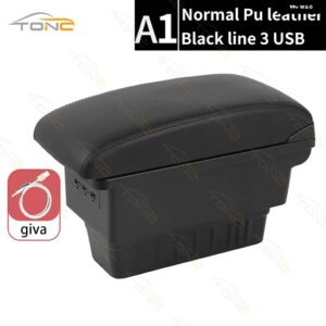 ホンダ アームレスト ボックス 2020 2021 2022 HEVエルボーレスト一体型 アームレスト センター コンソール 収納 ボックス USB付き - A1 Normal Black line