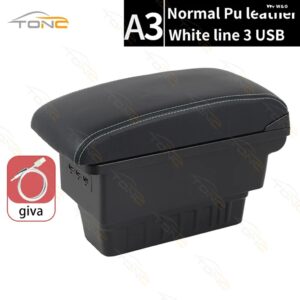 ホンダ アームレスト ボックス 2020 2021 2022 HEVエルボーレスト一体型 アームレスト センター コンソール 収納 ボックス USB付き - A3Normal White line