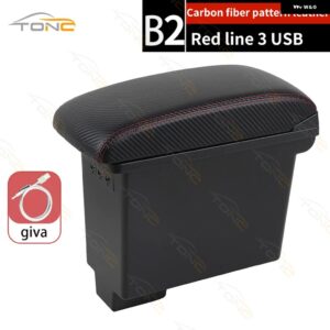 SUI EVERY アームレスト センター コンソール 収納 ボックス USB充電付きセンター アームレスト 内装パーツ カスタム - B2 Red line