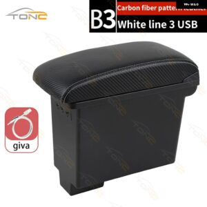SUI EVERY アームレスト センター コンソール 収納 ボックス USB充電付きセンター アームレスト 内装パーツ カスタム - B3 White line