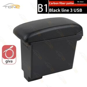 SUI EVERY アームレスト センター コンソール 収納 ボックス USB充電付きセンター アームレスト 内装パーツ カスタム - B1 Black line
