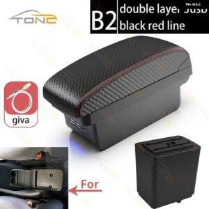 シトロエン ベルリンゴ アームレスト RETROPARTS シトロエン ベルリンゴ 車用センター コンソール アームレスト 収納 ボックス 3USB充電 アームレスト - B2 Red line 3 USB