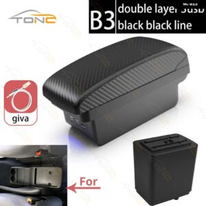 シトロエン ベルリンゴ アームレスト RETROPARTS シトロエン ベルリンゴ 車用センター コンソール アームレスト 収納 ボックス 3USB充電 アームレスト - B3 Black line 3 USB