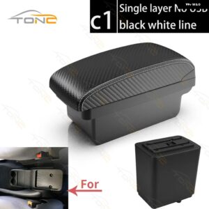 シトロエン ベルリンゴ アームレスト RETROPARTS シトロエン ベルリンゴ 車用センター コンソール アームレスト 収納 ボックス 3USB充電 アームレスト - C1 White line NoUSB