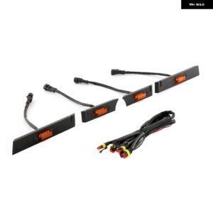 4個 車用フロントフード グリル LEDライト ホワイト/ アンバー ライト ハーネス 付き トヨタ タンドラ 2018-2021 - Amber Light