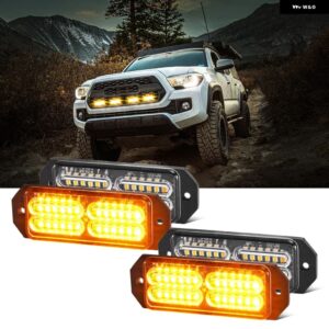 フロント バンパー グリル 4個 24 LED グリル ストロボライト 12-24V 17点滅モード 緊急 ハザード灯 アンバー /ホワイト/ブルー/レッドライト - 24LEDs Amber