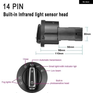 フォルクスワーゲン ゴルフ MK4 ジェッタ パサート B5 ボーラ 2011-2014 ヘッドライト オートスイッチ 13PIN 14PIN ランプ コントロール スイッチ ライトセ - 14 pin