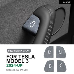 テスラ モデル3 ハイランド 2024年以降 イタリアントップ スエード ドアスイッチパッチ トリム カバー 装飾 カーアクセサリー - Model 3 Highland F