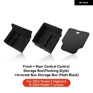 テスラ モデル3 ハイランド 2025 モデルY 2021-2025 センター アームレスト 隠し 収納 ボックス カップ ホルダー コンソール オーガナイザー ボックス - highland Juniper 3PC