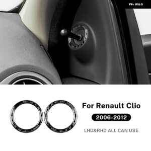 ソフトカーボン ステッカー 車バックミラー 調整リング トリム ルノー クリオ 2006-12 インテリア - Black Carbon