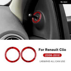 ソフトカーボン ステッカー 車バックミラー 調整リング トリム ルノー クリオ 2006-12 インテリア - Red carbon