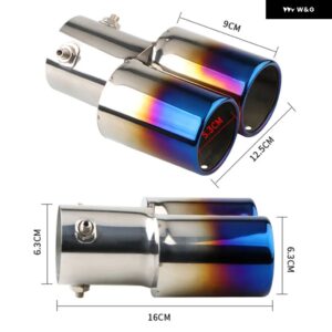 デュアル アウトレット 車用排気チップ シルバー ブラック バーントブルー カラフル マフラーチップ ステンレス 車用リアテールスロート - Burnt Blue straight