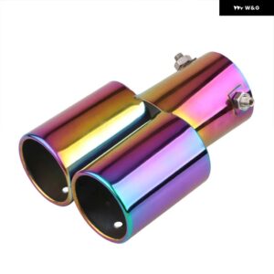 デュアル アウトレット 車用排気チップ シルバー ブラック バーントブルー カラフル マフラーチップ ステンレス 車用リアテールスロート - colorful straight