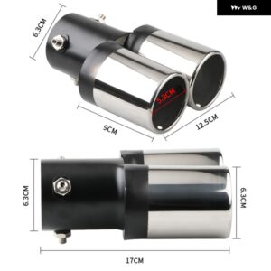 デュアル アウトレット 車用排気チップ シルバー ブラック バーントブルー カラフル マフラーチップ ステンレス 車用リアテールスロート - silver straight