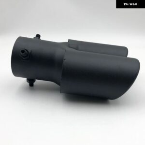 デュアル アウトレット 車用排気チップ シルバー ブラック バーントブルー カラフル マフラーチップ ステンレス 車用リアテールスロート - black straight