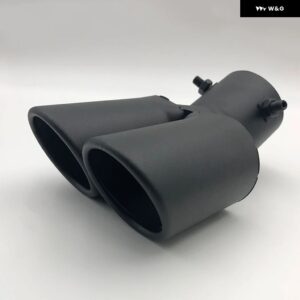 デュアル アウトレット 車用排気チップ シルバー ブラック バーントブルー カラフル マフラーチップ ステンレス 車用リアテールスロート - black bent