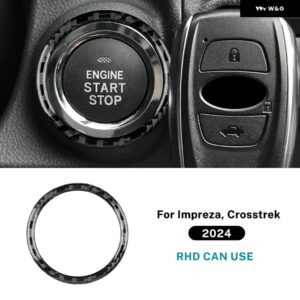 スバル クロストレック インプレッサ 2024年式 エンジン スタートストップ ボタン フレーム リアルソフトカーボン ステッカー インテリア アクセサリー - Black Carbon